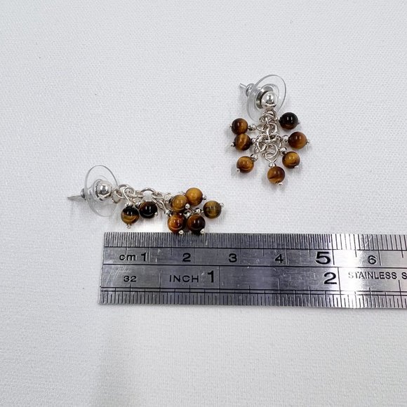 NWOT - Silver Tone Cats Eye Cluster Post Earrings - Picture 4 of 5